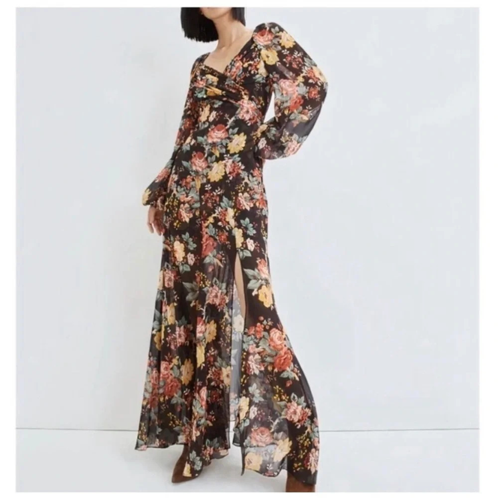 Veronica Beard Black Floral Maxi Dress